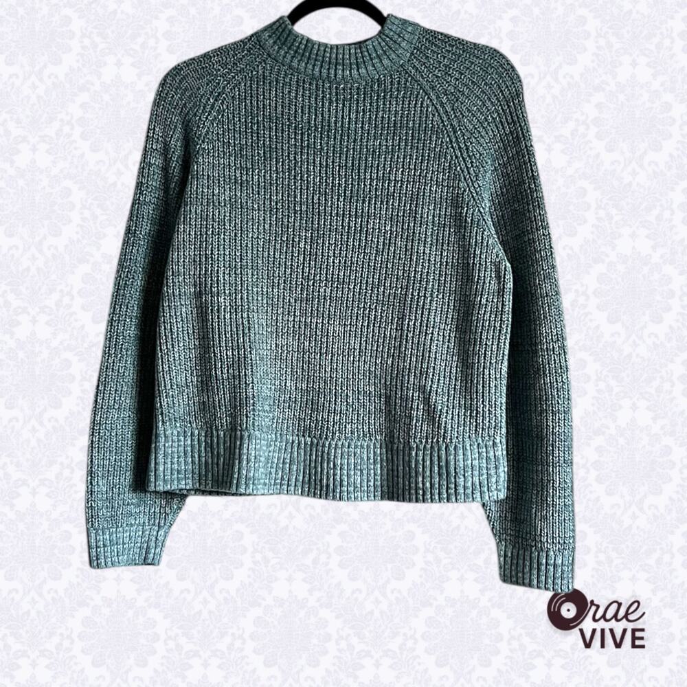 Old Navy Sea Foam Shaker-Stitch Mock Neck Raglan Sweater Women's Size S